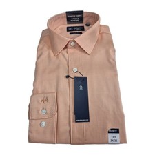 Original Penguin Men's Dress Shirt Size 15.5 34/35 Coral Stretch NWT 43
