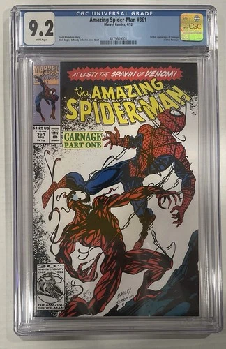 Amazing Spider-Man #361 1992 CGC 9.2 1st Appearance of CARNAGE! Key 🔑 🕷️