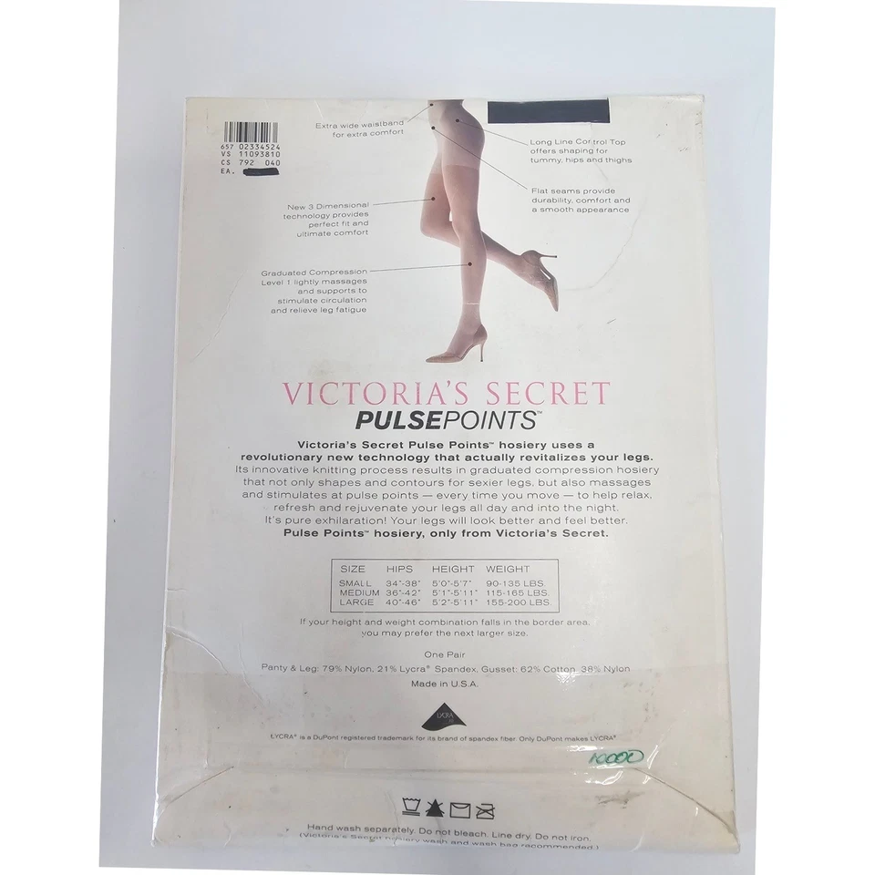 3 Pr - VTG Victoria's Secret Pantyhose - NOS - 1-M BLK, 1-M CRM, 1-M NAVY - Image 4 of 4