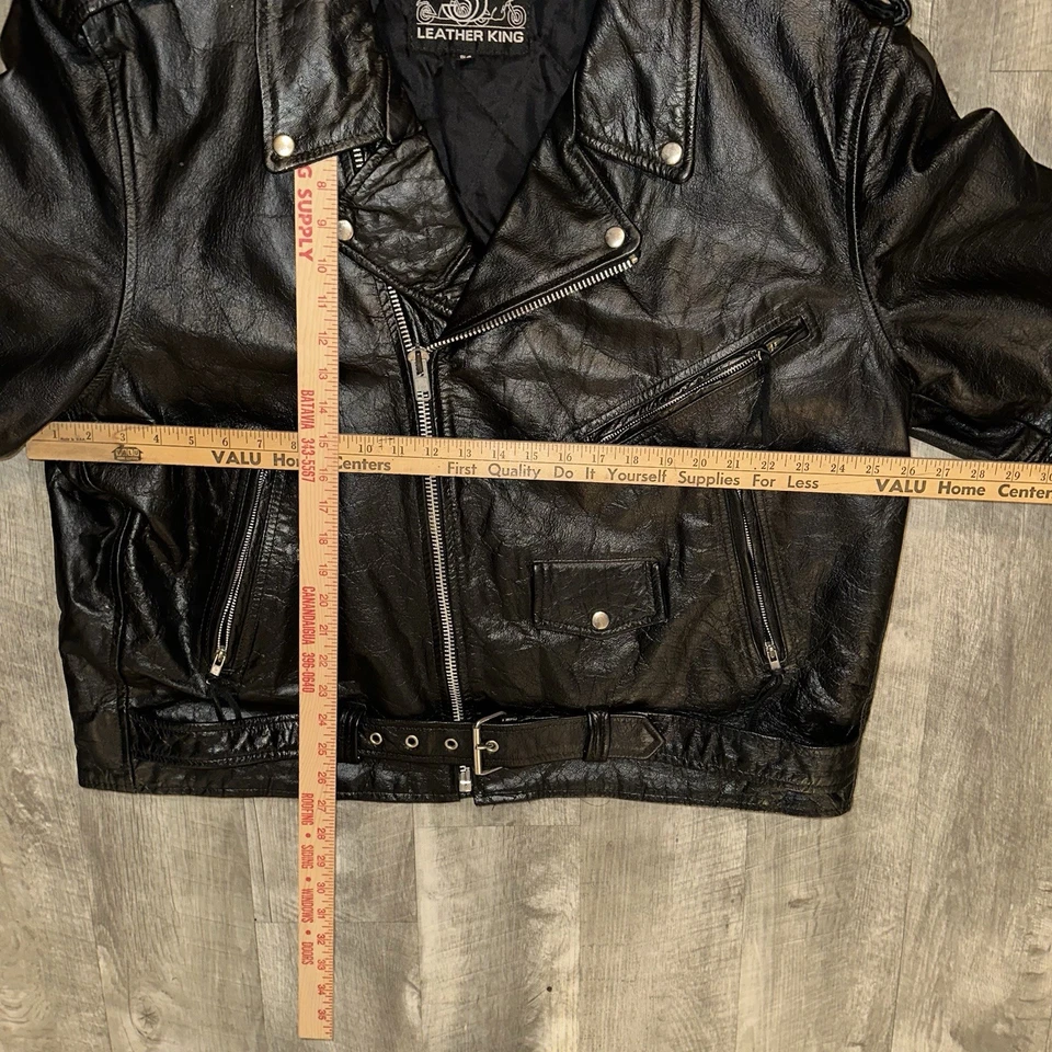 Chaqueta de cuero King Thinsulate forrada de cuero negro para motocicleta para hombre 54 con cinturón Foto 4 de 4