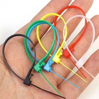 100PCS Detachable Cable Ties Colored Plastics Reusable Cable Ties Nylon Loop