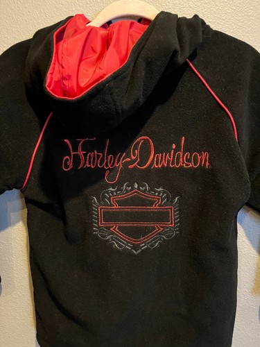 Boy's HARLEY DAVIDSON Red & Black Reversible Hooded Jacket Size 7/8 - Picture 11 of 12
