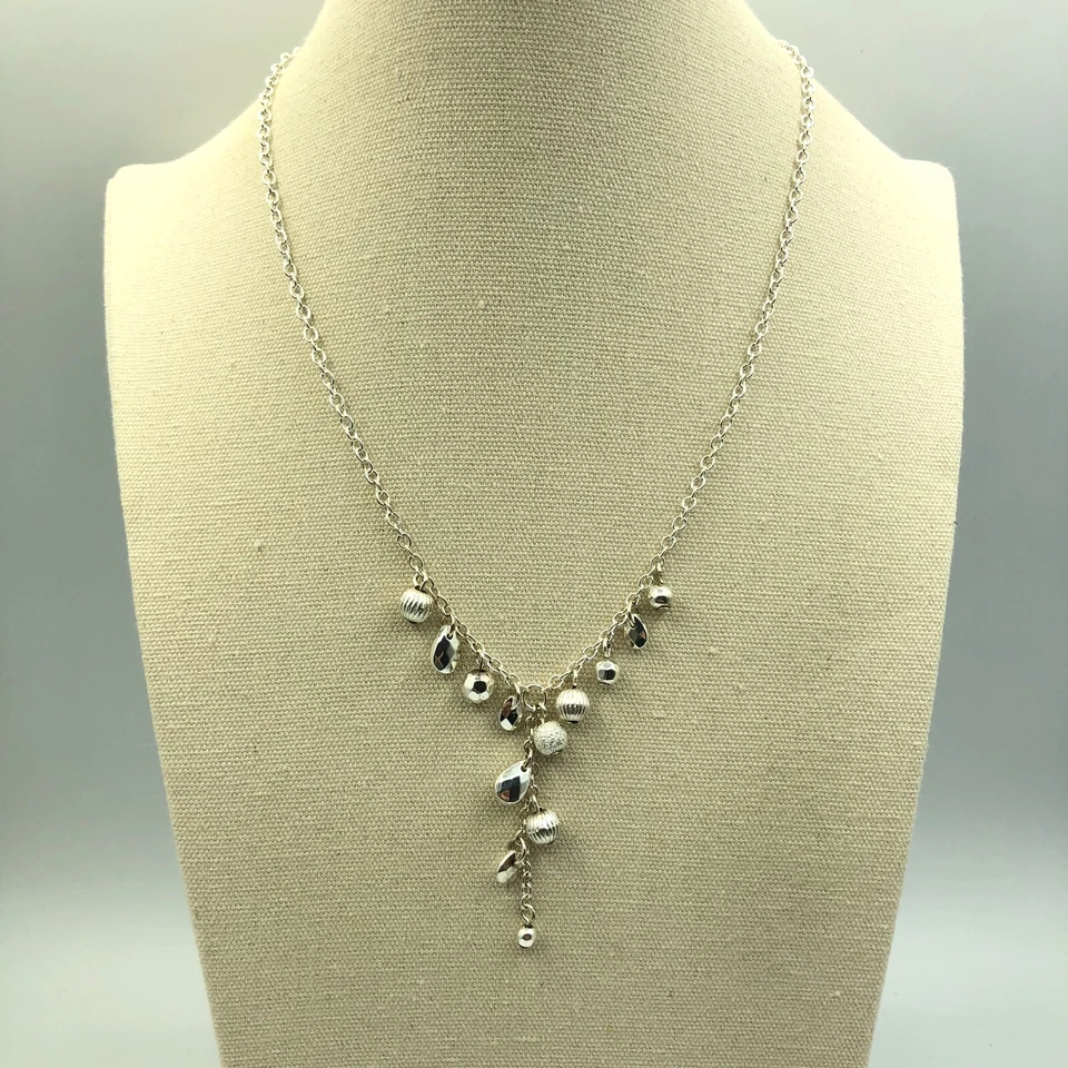 AVON Charm Bead Necklace Choker Silver Tone Y-Drop Party Pretty Christmas Retro - Image 4 of 4