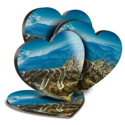 4x Heart MDF Coasters - Silk Trading Route China India  #3527