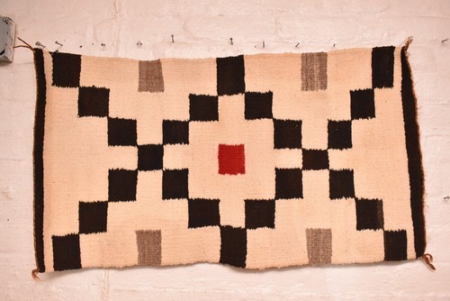Antico tappeto Navajo nativi americani indiani tessitura tessuto di transizione 36x20 vintage - Foto 8 di 9
