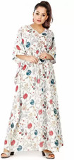 Indian Kaftan For Women Floral Print Long Dress Beach Wear Cotton Nice Caftan