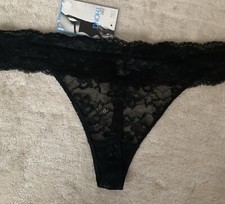 BNWT M S Thong in Black Lace UK 18