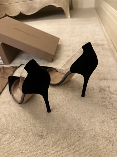 Gianvito Rossi Calabria Black Suede Ladies Plexi Pumps Size 39 - Picture 5 of 12