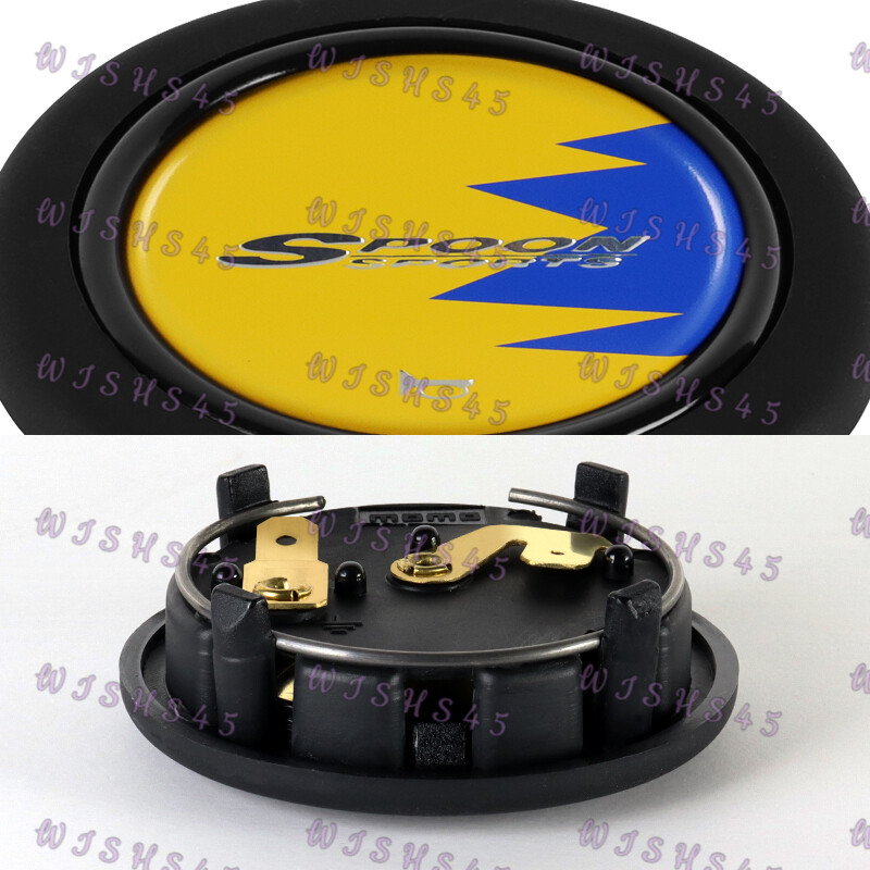Yellow New Horn Button JDM Spoon Sports Racing Fits MOMO NRG RAID