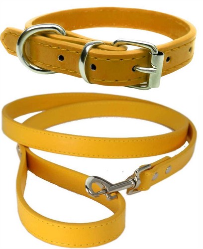 Vibrant Leather Dog Collar & Lead Combo Set for Puppy, Dogs Small Medium & Large - Picture 7 of 29
