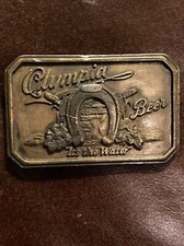 Vintage Olympia Beer Brass Belt Buckle With Bottle Opener 3" It's the Water