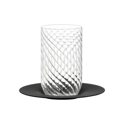 Eisch Twist Latte Macchiato Glas mit Untertasse 360 ml Schwarz in Geschenkröhre