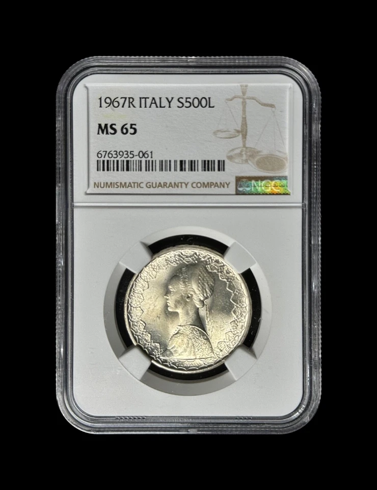 ITALY. 1967, 500 Lire, Silver - NGC MS65 - Nina, Pinta, Santa Maria, Columbus 61 - Image 2 of 4
