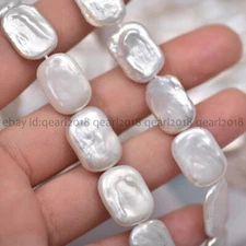 11-17mm Rectangle Natural White Freshwater Pearl Loose Beads 15'' Jewelry Making