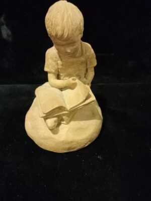 Terracotta Statue of Boy Reading Museum Pieces Inc 1977 6x4.5