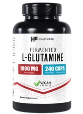 Healthfare L-Glutamine 1000mg | 240 Capsules | Amino Acid Fuel for Gut & Muscle
