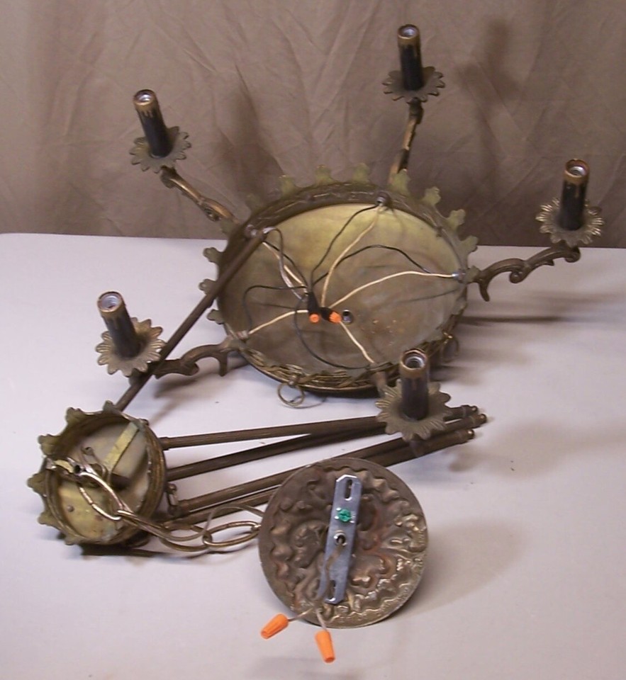 Vtg French Empire Chandelier Brass Spanish Beautiful MCM Light Fixture