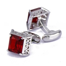 New French Shirt Cufflinks Men's Suit Wedding Banquet Red Crystal Hollow Cufflin