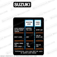Fits Suzuki Quad Shift 4 Wheel Drive Selection and Range Lever Control Decal