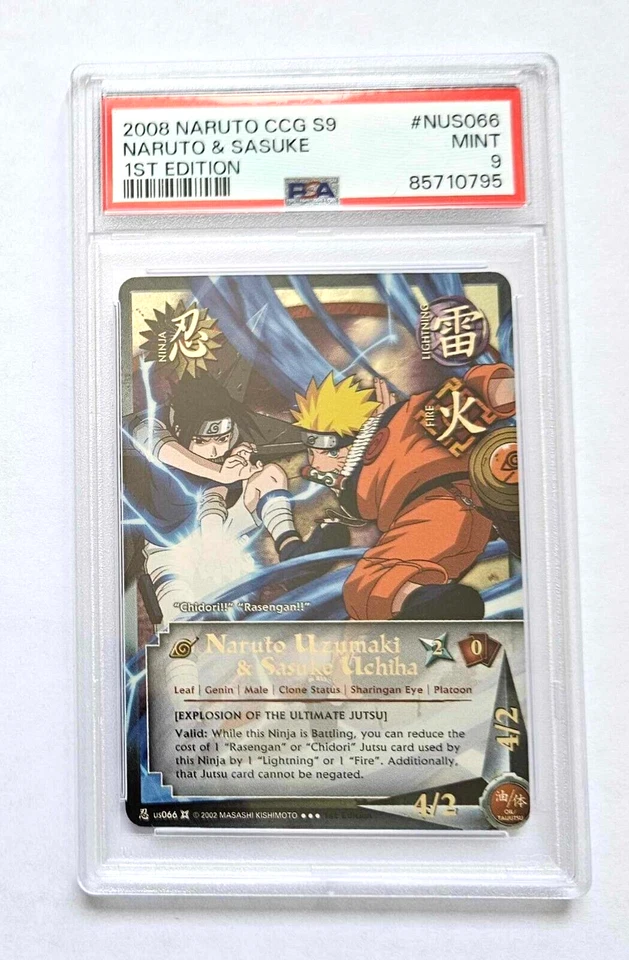 Naruto & Sasuke PSA 9 Mint 1st Edition US066 SR Platoon Naruto CCG 2008 POP8 - Image 4 of 4