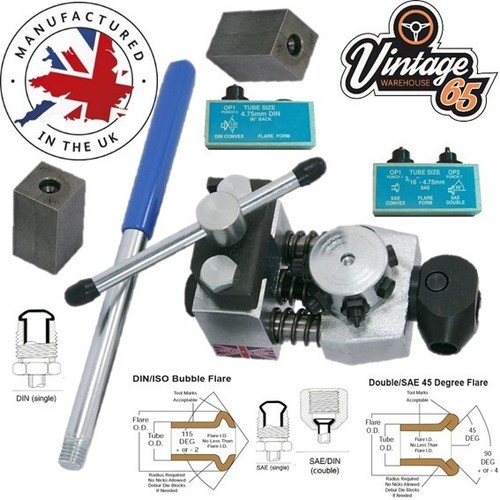 KAISAL Kit di Attrezzi Svasatura Tubi Freno 45 Gradi Utensile per Svasare Tubi Freno, per Svasatura Semplice, a Bolla e Doppia