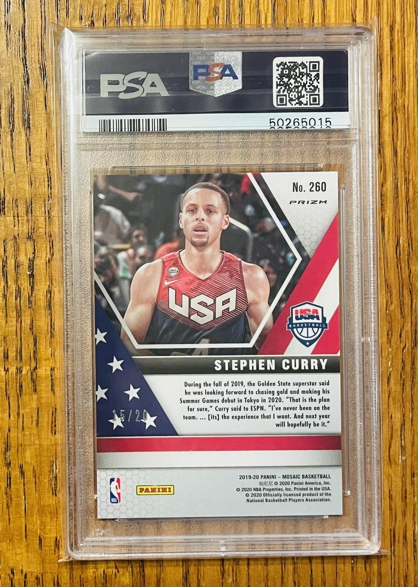 2019 Panini Mosaic Pink Fast Break #260 Stephen Curry /20 PSA 9