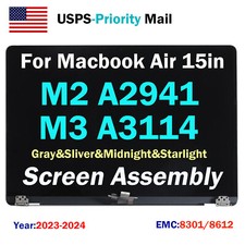 For Macbook Air A2941 M2 2023 A3114 M3 2024 OEM LCD Screen  Cover Assembly OEM