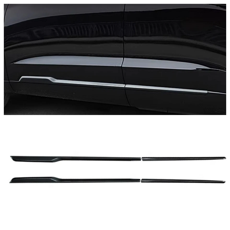 Para Cadillac XT6 2020-2023 carrocería de acero negro molduras de puerta lateral cubierta moldura 2 piezas Foto 4 de 4