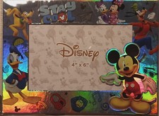 SHIMMERING DISNEY MICKEY MOUSE GOOFY DONALD DUCK MAGNETIC 4X6 INCH PICTURE FRAME