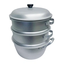 12"/30CM 3 Tier Aluminum Steamer Large And Small Hole Cookware 3 Layers Steamer 