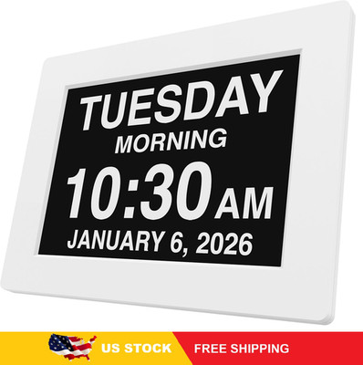 American Lifetime New 2026 Dementia Clock Large Digital Clock for Seniors, White