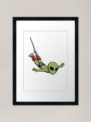 Alien Bungee Jumping Abenteuer Rahmen gerahmtes Wandbild Poster Leinwanddruck Bild