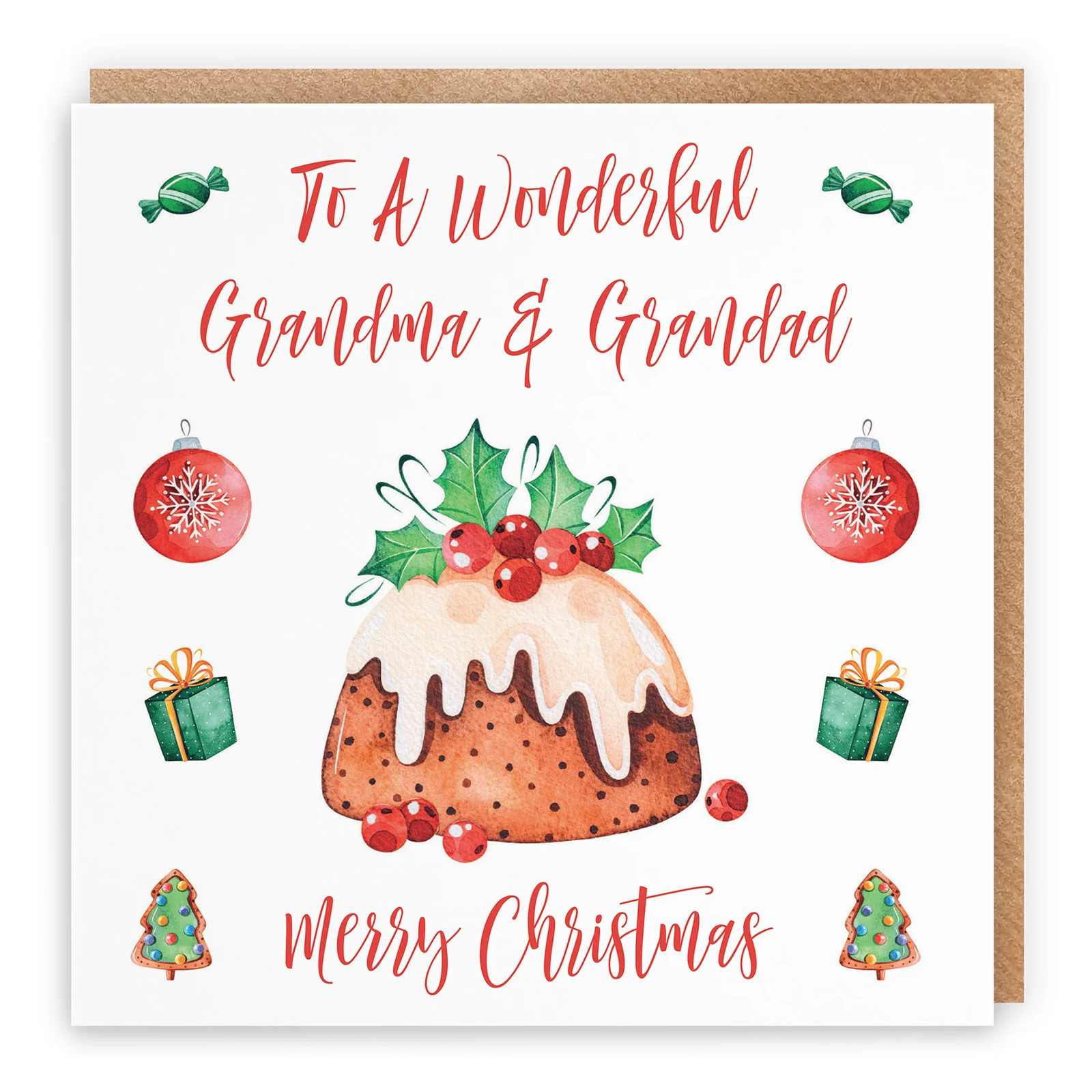 Grandma And Grandad Card Christmas Pudding
