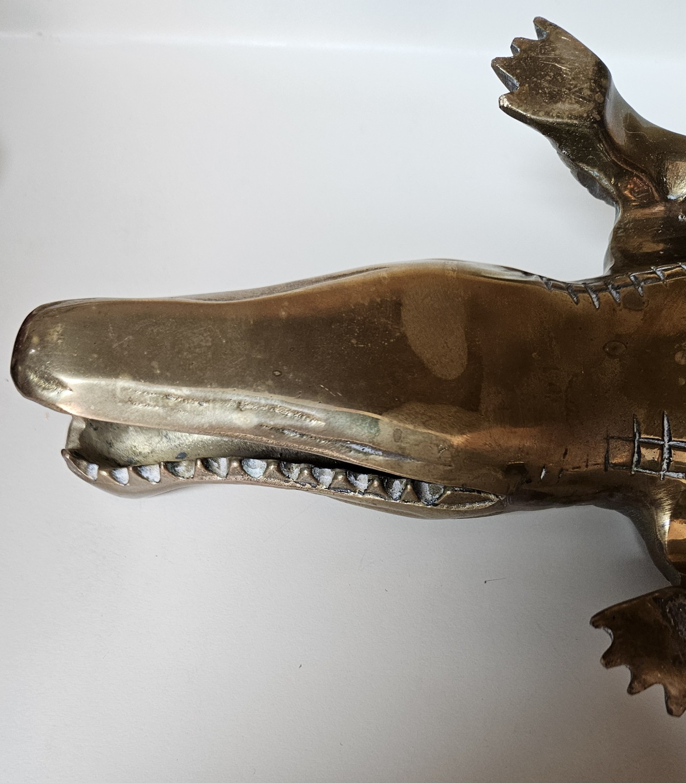 Vtg Solid Brass Alligator Crocodile Sculpture Figurine Mid Century Modern RARE