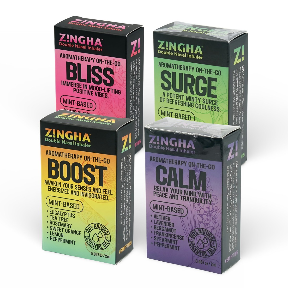 Z!NGHA Double Aromatherapy Nasal Inhalers, Choose Your Flavor (20+