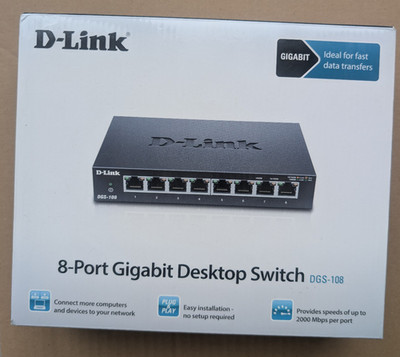 D-Link DGS-108GL 8-Port Gigabit Unmanaged Desktop Switch - Schwarz in OVP