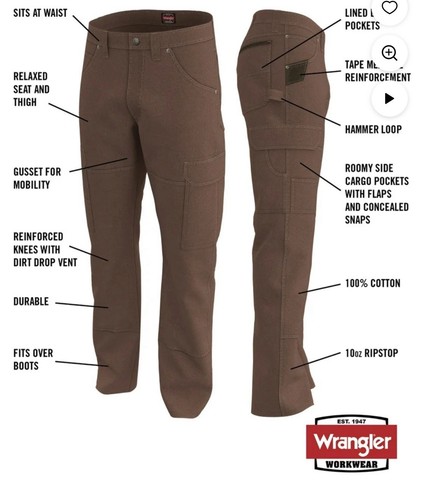 WRANGLER - SIZE: 32 X 32 - Bark Workwear Ranger Cargo Pant W/9 Tool Pockets-NEW! - 第 2/10 張圖片