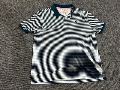 Puma Golf Polo Shirt Mens XL Blue White Striped Arnold Palmer Invitational Logo