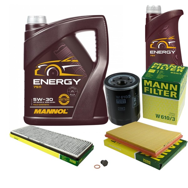 Mann Inspektionspaket 6L Mannol Energy 5W-30 FüR Opel Astra F Caravan 1.7 TDS-image