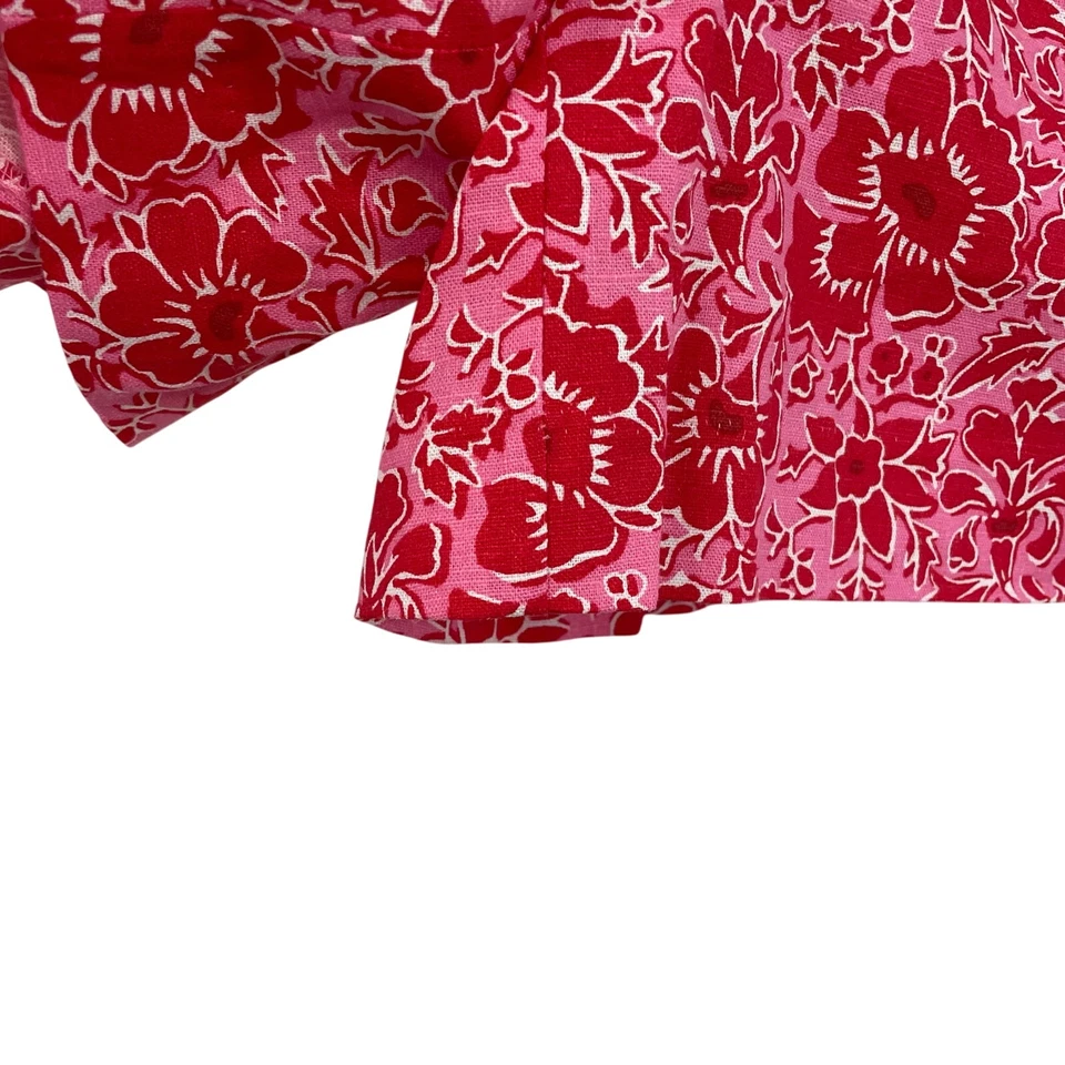 NUEVO CON ETIQUETAS J. Corto Crew Factory tiro alto estampado floral rosa rojo mezcla de lino para mujer 4 Foto 4 de 4