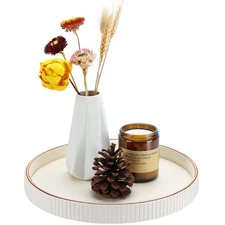 Decorative Serving Tray, PU Leather Valet Nightstand Desk Organizer for Men W...