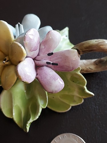 Vintage alter Capodimonte Stil Made in Italy Porzellan Fingerring Blumen Halter - Bild 5 von 11