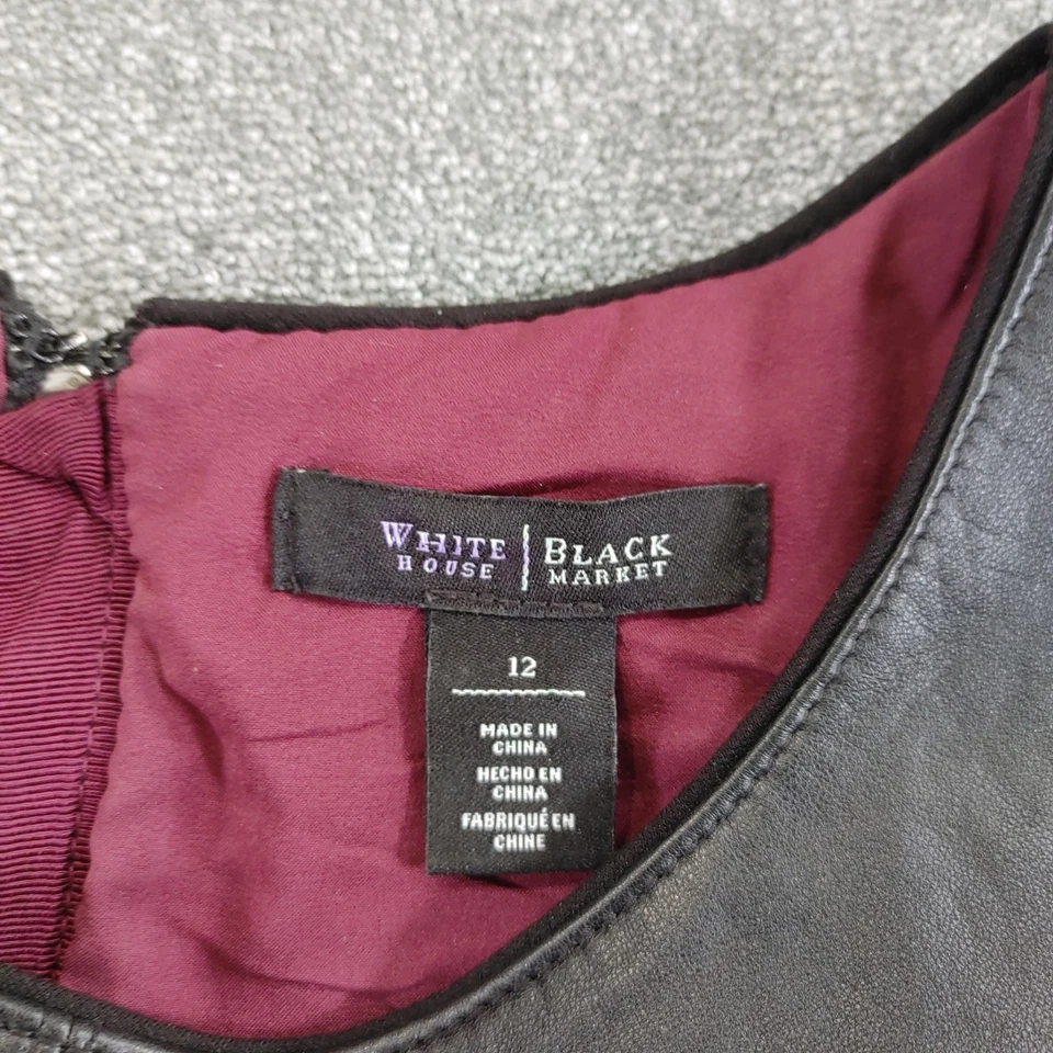 White House Black Market Top Womens 12 Black Leather Gothic Punk WHBM - Image 3 of 4
