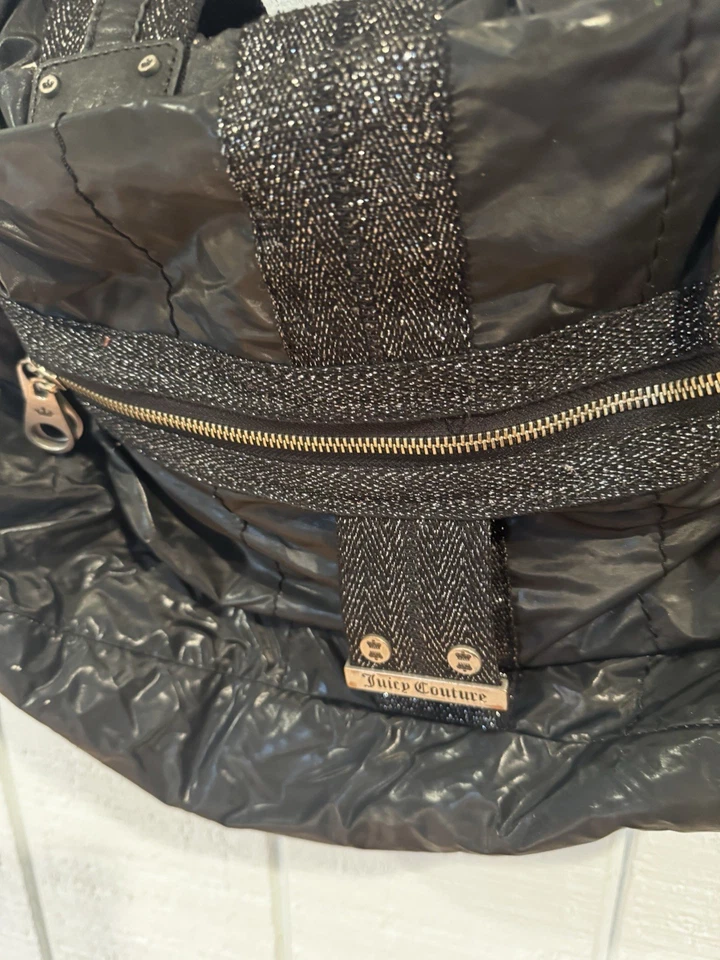 Винтажный Y2K Juicy Couture Messenger сумка черный блестящий акцент наплечная сумка - Изображение 3 из 4