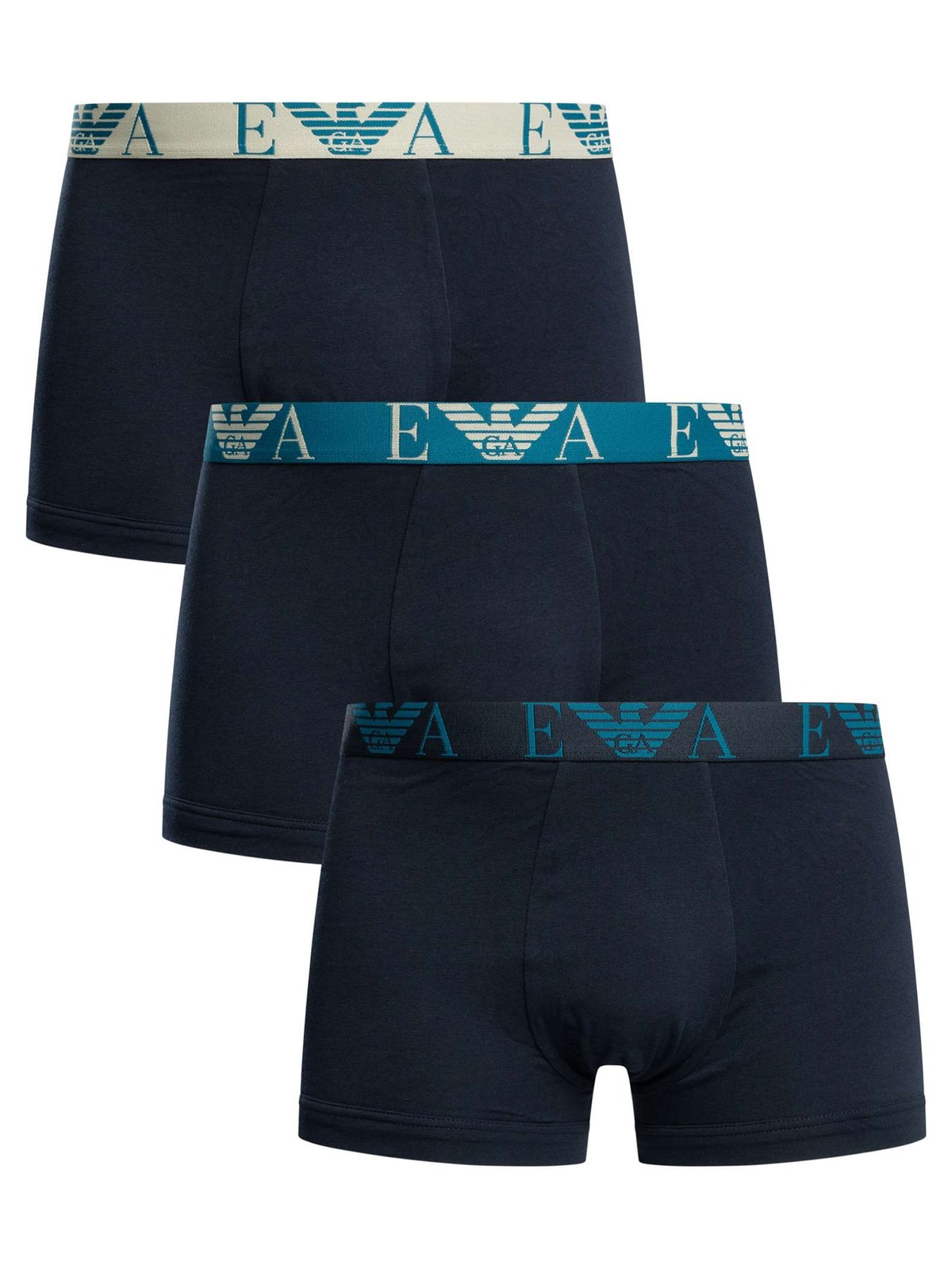 Emporio Armani Bodywear Bold Monogram Waistband 3 Pack Trunks, Navy, Size S, Men - Image 2