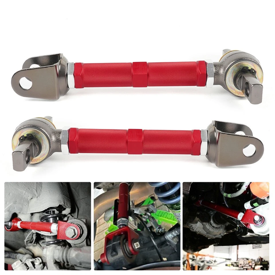 2x Brazo de inclinación de control trasero ajustable rojo para 01-05 Honda Civic 02-06 Acura RSX Foto 3 de 4