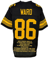 Pittsburgh Steelers Hines Ward Autographed Pro Style Black Color Rush Stat Je...