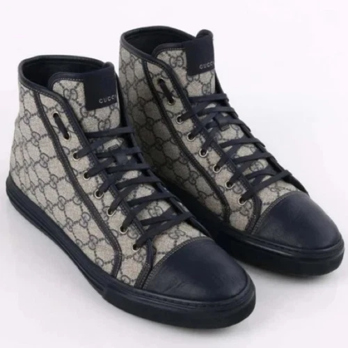 Baskets de luxe Gucci GG Supreme en toile enduite Bleu marine/Beige ?
