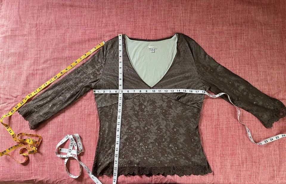 Nuevo sin etiquetas Top de encaje marrón chocolate Anthropologie Odille - sensación vintage Foto 3 de 4