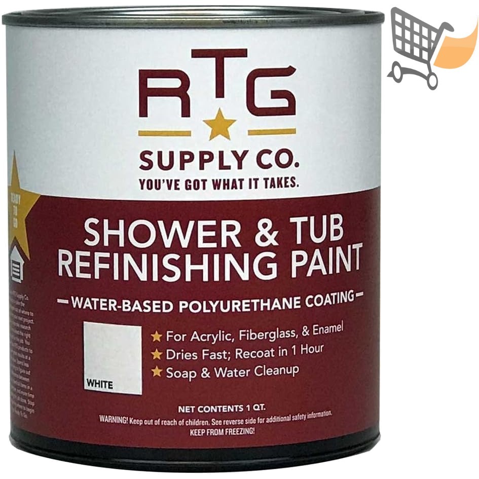 Shower & Tub Refinishing Paint White Satin 32oz Water-Resistant Easy to Use